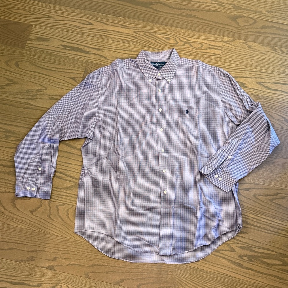 Ralph Lauren Red and Blue Plaid Button-Down Shirt